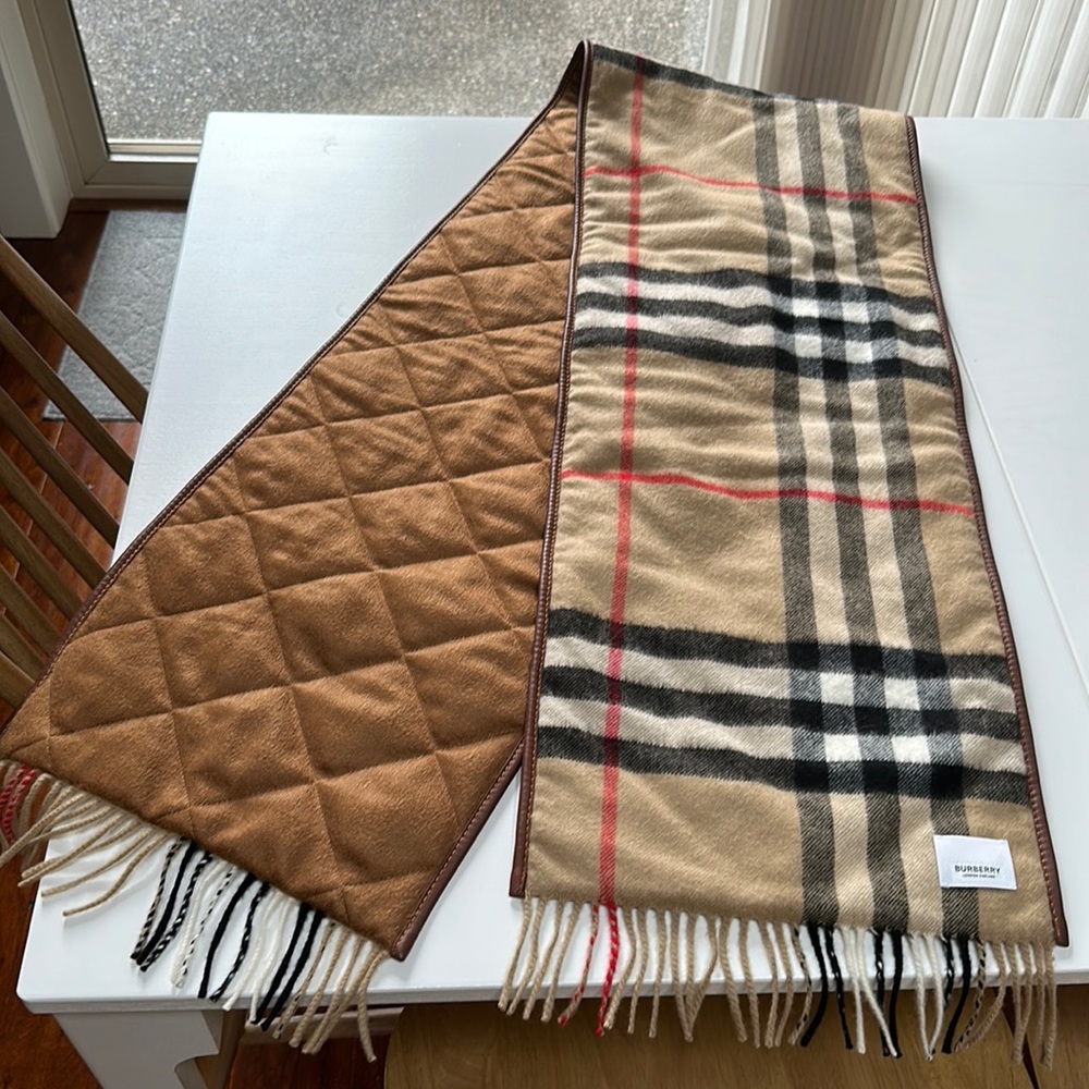 Burberry Leather Trim Scarf